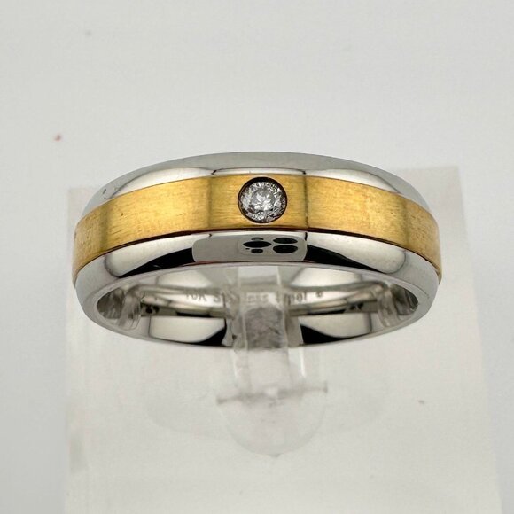 S & Co Other - 10 kt Gold & Stainless Steel Single Diamond Wedding Band Size 12